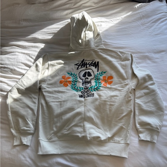 Stussy Off-White Hoodie with Embroidered Graphic - Picture 2 of 4